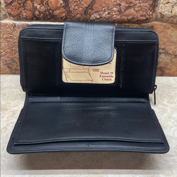 Buxton Black Leather Ensemble Clutch Wallet Full Grain Cowhide Vintage Women’s - Picture 7 of 13